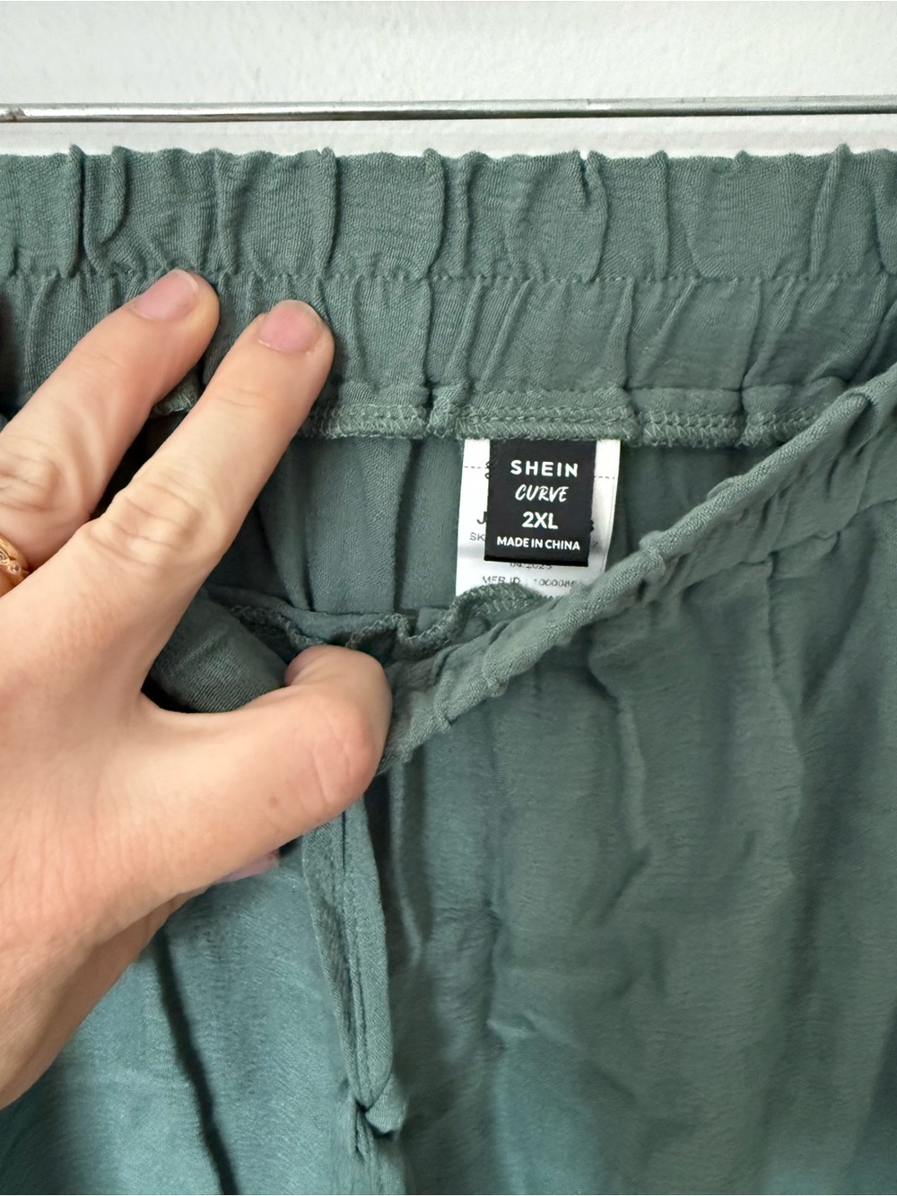 Women’s Sage Green Drawstring Elastic Waist Maxi Skirt - Picture 3 of 6